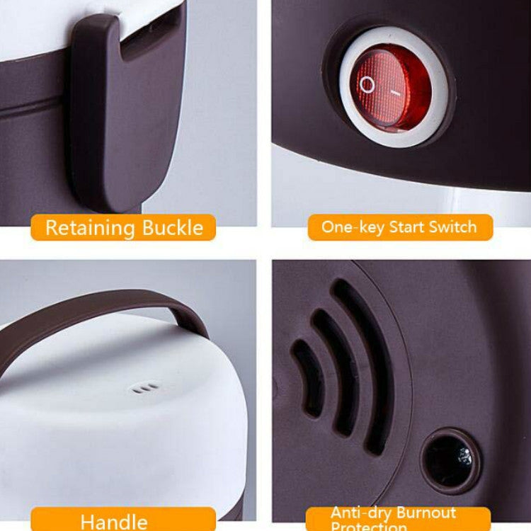 LINGRUI Multi-Function Electric Lunch Box Electric Heating Insulation Cooking Mini Rice Cooker, CN Plug, Specification:Three Layer(Purple) by bashfashion