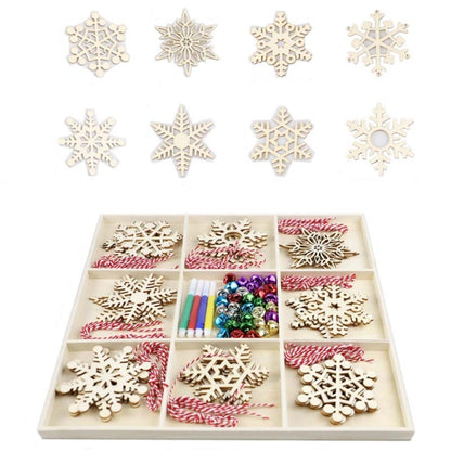 Christmas Creative DIY Decoration Gift Set Handmade Wood Chip Pendant, Style:JM02029 by bashfashion