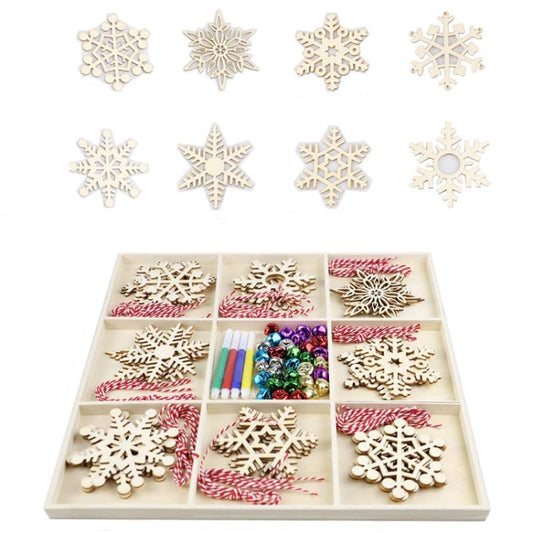 Christmas Creative DIY Decoration Gift Set Handmade Wood Chip Pendant, Style:JM02029 by bashfashion