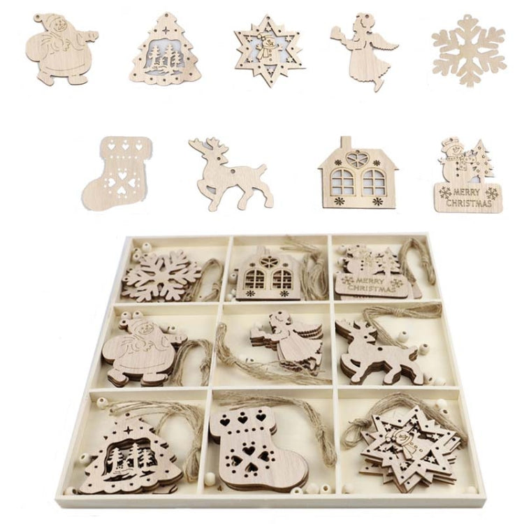 Christmas Creative DIY Decoration Gift Set Handmade Wood Chip Pendant, Style:JM02030 by bashfashion