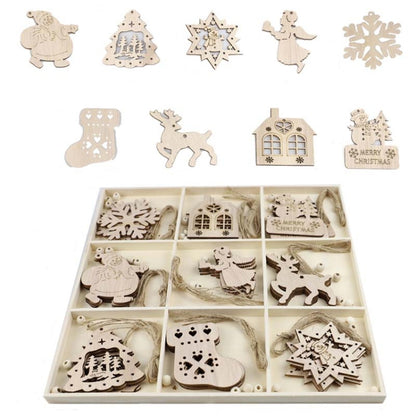 Christmas Creative DIY Decoration Gift Set Handmade Wood Chip Pendant, Style:JM02030 by bashfashion