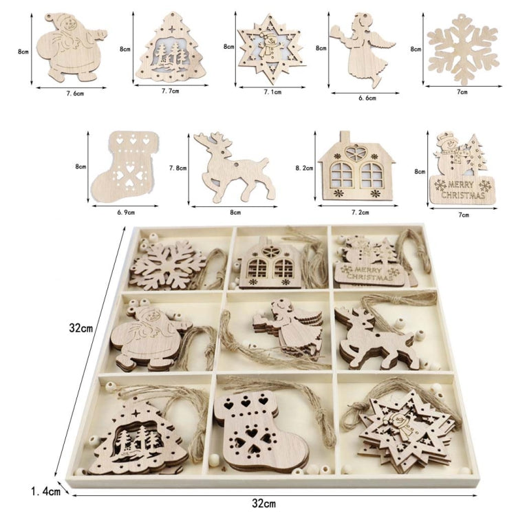 Christmas Creative DIY Decoration Gift Set Handmade Wood Chip Pendant, Style:JM02030 by bashfashion