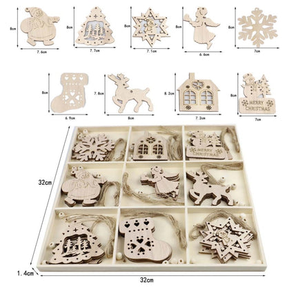 Christmas Creative DIY Decoration Gift Set Handmade Wood Chip Pendant, Style:JM02030 by bashfashion