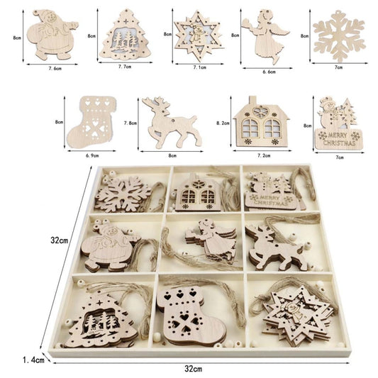 Christmas Creative DIY Decoration Gift Set Handmade Wood Chip Pendant, Style:JM02030 by bashfashion