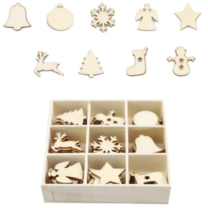 Christmas Creative DIY Decoration Gift Set Handmade Wood Chip Pendant, Style:JM02031 by bashfashion