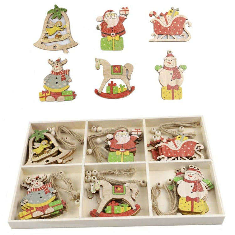 Christmas Creative DIY Decoration Gift Set Handmade Wood Chip Pendant, Style:JM02035 by bashfashion