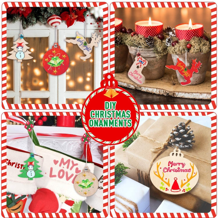 Christmas Creative DIY Decoration Gift Set Handmade Wood Chip Pendant, Style:JM02035 by bashfashion