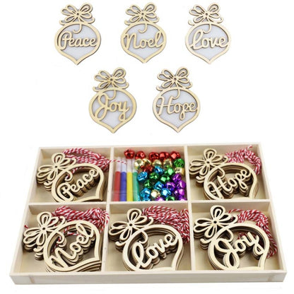 Christmas Creative DIY Decoration Gift Set Handmade Wood Chip Pendant, Style:JM02037 by bashfashion