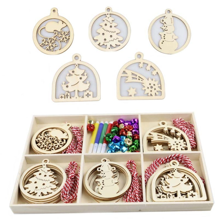 Christmas Creative DIY Decoration Gift Set Handmade Wood Chip Pendant, Style:JM02038 by bashfashion