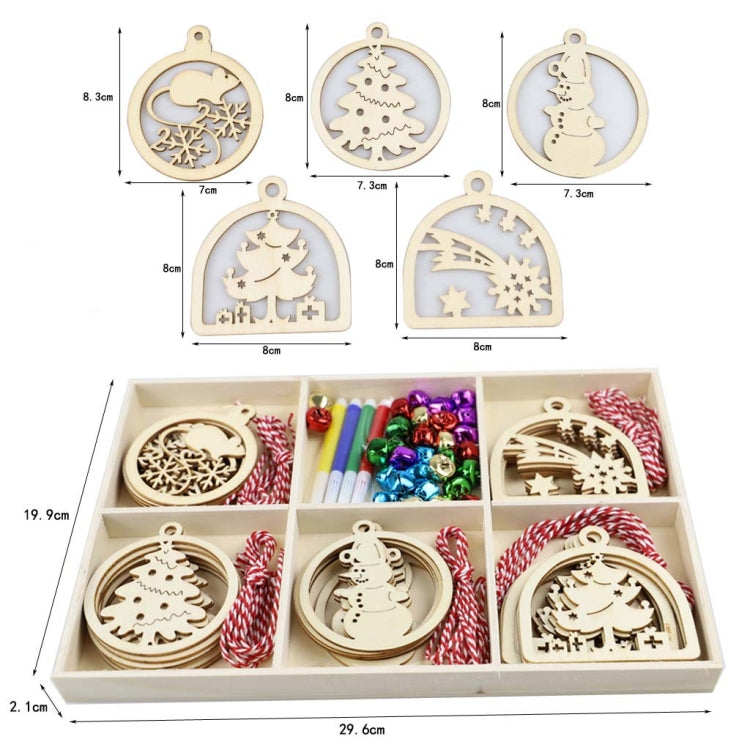 Christmas Creative DIY Decoration Gift Set Handmade Wood Chip Pendant, Style:JM02038 by bashfashion