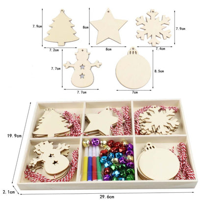 Christmas Creative DIY Decoration Gift Set Handmade Wood Chip Pendant, Style:JM02041 by bashfashion