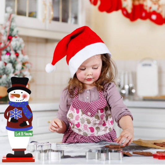 Christmas Festival Decorations Wooden Figure Desktop Decoration, Specification: Snowman Snowflake by bashfashion