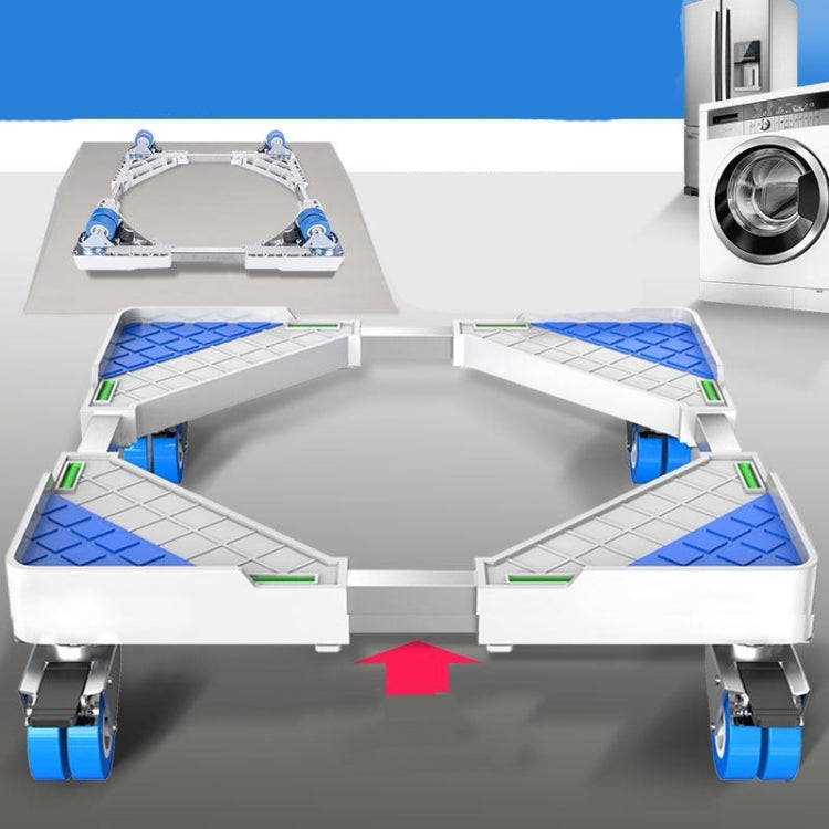Single Tube 4 Wheels Adjustable Stainless Steel Refrigerator Bracket Washing Machine Base Bracket by bashfashion