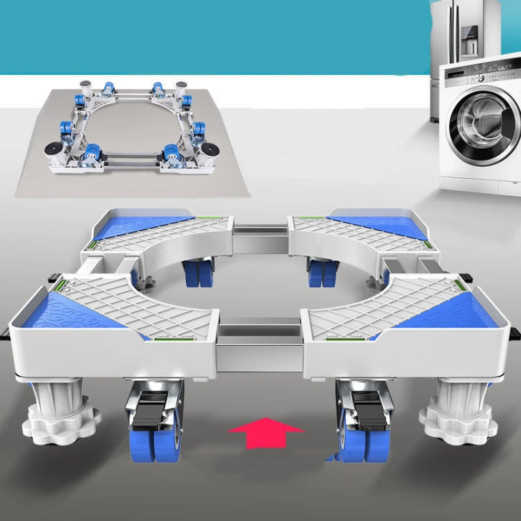 Double Tubes 8 Wheels + 4 Legs Adjustable Stainless Steel Refrigerator Bracket Washing Machine Base Bracket by bashfashion