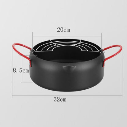 Tempura Hot Pot Household Fryer Pot Non-Stick Pan With Filter Holder, Specification:20cm without Clip by bashfashion