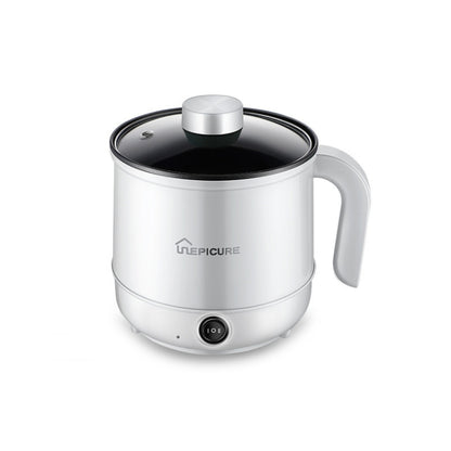 Multi-Function Electric-Cooker Mini Dormitory Student Cooking Rice Stir Frying Non-Stick Pot, 110V US Plug, Colour: White Manual Single Pot(1.7L) by bashfashion