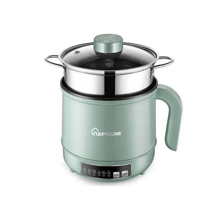 Multi-Function Electric-Cooker Mini Dormitory Student Cooking Rice Stir Frying Non-Stick Pot, 110V US Plug, Colour: Green Smart with Steam Grid(1.7L) by bashfashion