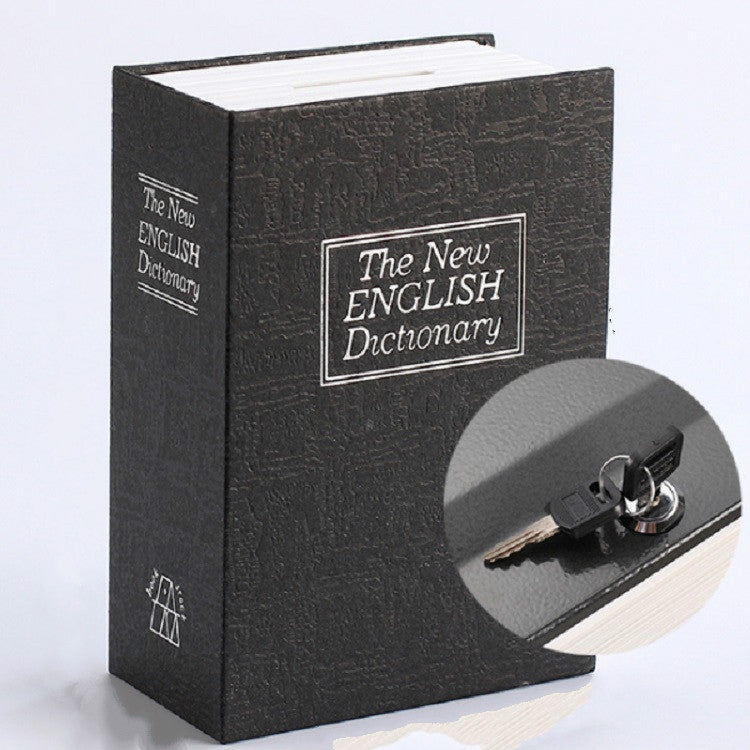 Simulation English Dictionary Book Safe Piggy Bank Creative Bookshelf Decoration, Trumpet Key Version, Color:Black by bashfashion