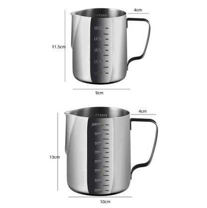 600ml 304 Stainless Steel Pointed Mouth Etched Cup Graduated Measuring Cup Milk Foam Cup Coffee Pot by bashfashion