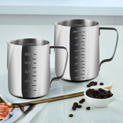 600ml 304 Stainless Steel Pointed Mouth Etched Cup Graduated Measuring Cup Milk Foam Cup Coffee Pot by bashfashion
