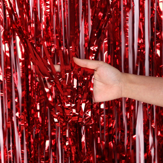 5 PCS 1 x 2m Light Rain Silk Curtain Holiday Party Decoration Photo Background Wall Decoration(Red) by bashfashion