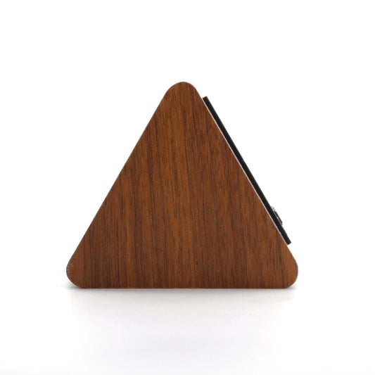 Mute Luminous Electronic Clock Wooden Sound Control Small Triangle Alarm Clock Brown Wood Red Light by bashfashion