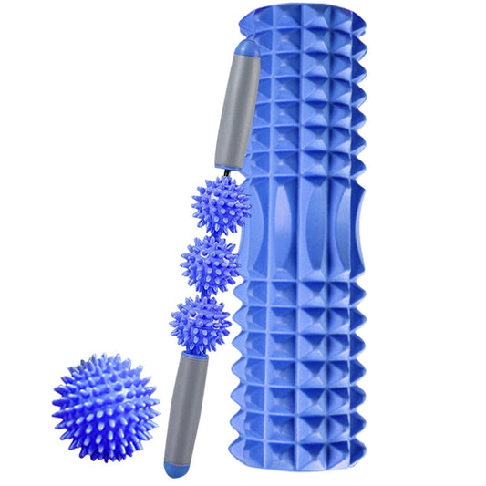 3 in 1 Eva Foam Roller Hollow Muscle Relaxation Roller Yoga Column Set, Length: 45cm (Blue Crescent) by bashfashion