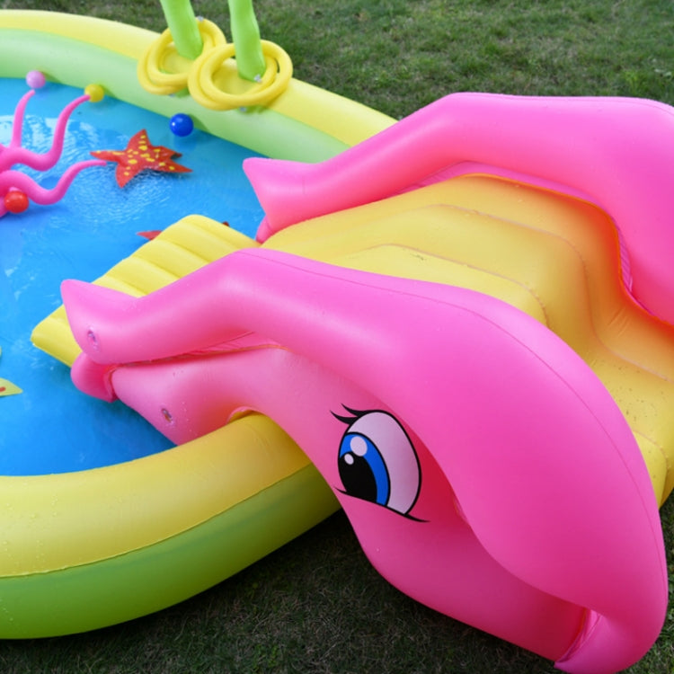 Home Large Cartoon Animal Drama Pool Water Spray Inflatable Swimming Pool Slide Pool(Pirate) by bashfashion