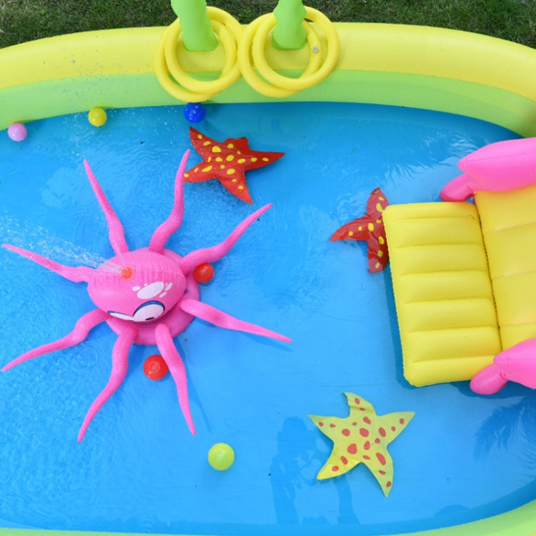 Home Large Cartoon Animal Drama Pool Water Spray Inflatable Swimming Pool Slide Pool(Pirate) by bashfashion