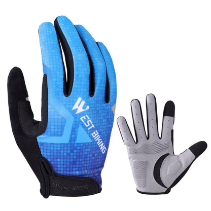 WEST BIKING YP0211216 Riding Gloves Bike Shock Absorption Touch Screen Full Finger Glove, Size: XXL(Blue) by WEST BIKING
