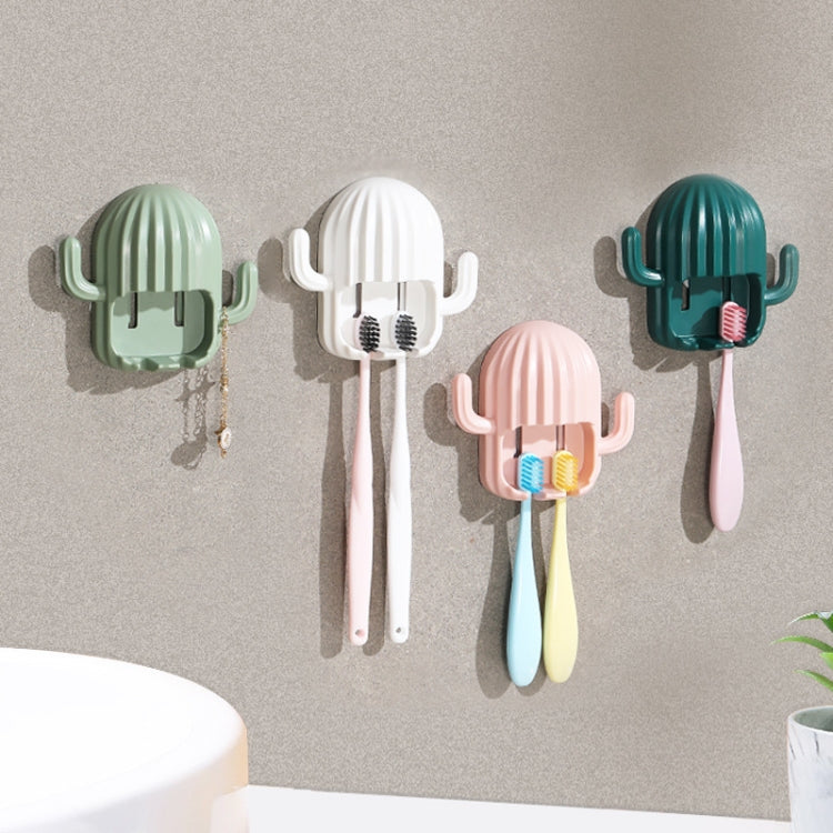 Fun Cactus Toothbrush Holder Punch-Free Multifunctional Drain Bathroom Storage Hook,Random Color Delivery by bashfashion
