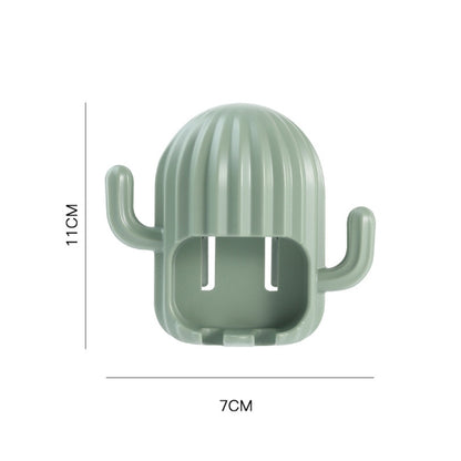 Fun Cactus Toothbrush Holder Punch-Free Multifunctional Drain Bathroom Storage Hook,Random Color Delivery by bashfashion
