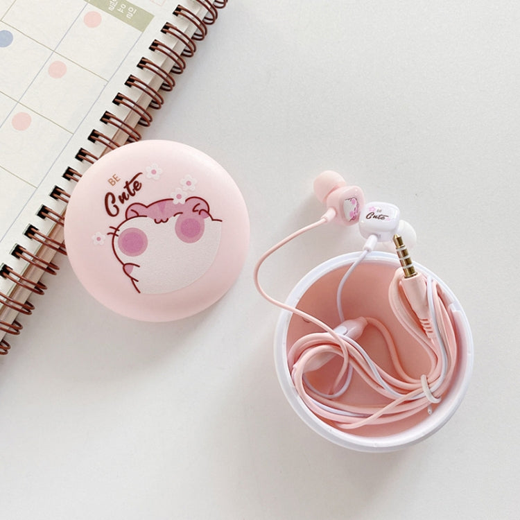 2 Pairs Heavy Bass Wired Headset Mobile Phone Universal Headset with Storage Box & Microphone(Pink Rat + Storage Box) by bashfashion