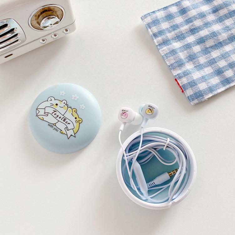 2 Pairs Heavy Bass Wired Headset Mobile Phone Universal Headset with Storage Box & Microphone(Blue Rat + Storage Box) by bashfashion