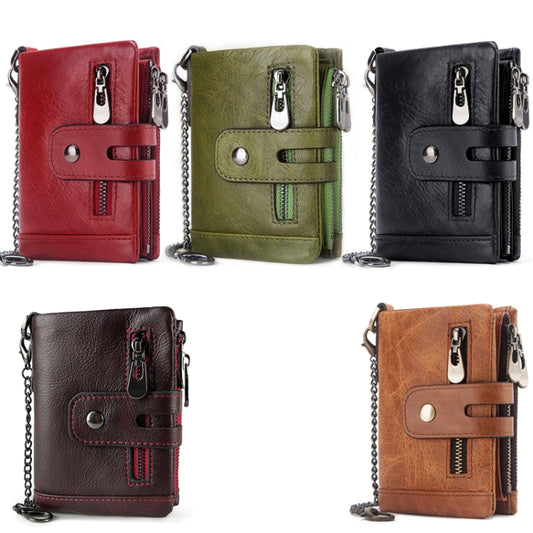 RFID Anti-Theft Swipe Wallet Tri-Fold Multi-Card Slot Crazy Horse Leather Men Leather Wallet(Green) by bashfashion