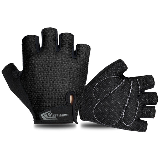 WEST BIKING YP0211218 Cycling Breathable Short Gloves Non-Slip Half Finger Gloves, Size: XL(Black) by WEST BIKING
