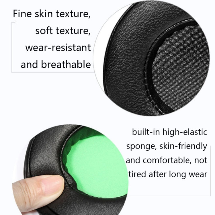 2 PCS Headset Sponge Case For Razer BlackShark V2/V2X/V2SE, Colour: Ellipse Lambskin(Black Paper Green Net) by bashfashion