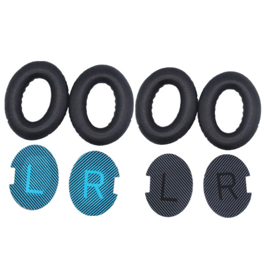2 PCS Headset Lambskin Sponge Cover Earmuffs For Bose QC25 / QC15 / QC2 / QC35 / AE2i(Black+Black) by bashfashion