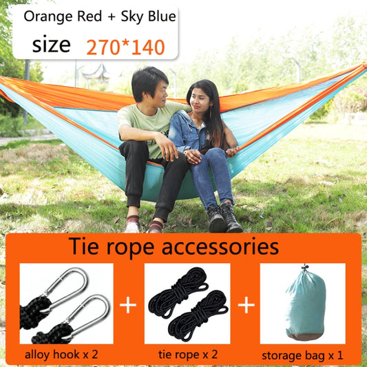 Outdoor Hammock Nylon Parachute Cloth Travel Camping Swing, Style: 2.7m x 1.4m (Orange+Sky Blue) by bashfashion