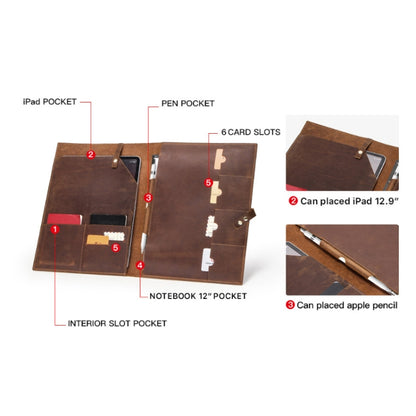 CONTACTS FAMILY CF2002 Retro Crazy Horse Texture Multifunctional Protective Cover Leather Tablet Case for iPad Pro 12.9 2020 / 2021 / 2018(Coffee) by CONTACTS FAMILY