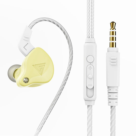 QKZ AK6 2 PCS In-Ear 3.5mm Wired Subwoofer Sports Earphones(AK6-X Lemon Yellow with Mic) by QKZ