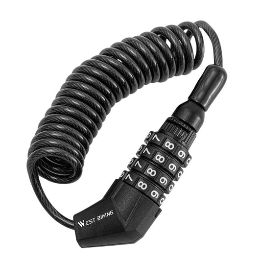 WEST BIKING YP0705063 Bicycle Lock Motorcycle Helmet Lock Anti-Theft Password Cable Lock(Black) by WEST BIKING