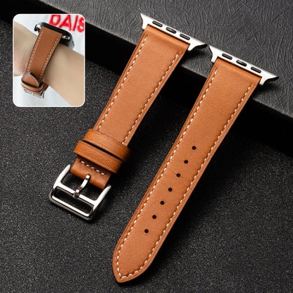 Cowhide Leather Strap Watch Band For Apple Watch Series 9&8&7 41mm / SE 3&SE 2&6&SE&5&4 40mm / 3&2&1 38mm(Caramel Brown) by bashfashion