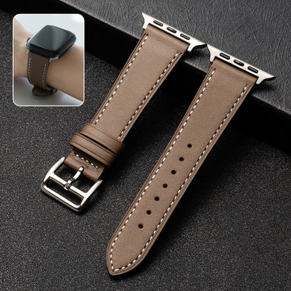 Cowhide Leather Strap Watch Band For Apple Watch Series 9&8&7 41mm / SE 3&SE 2&6&SE&5&4 40mm / 3&2&1 38mm(Light Brown) by bashfashion