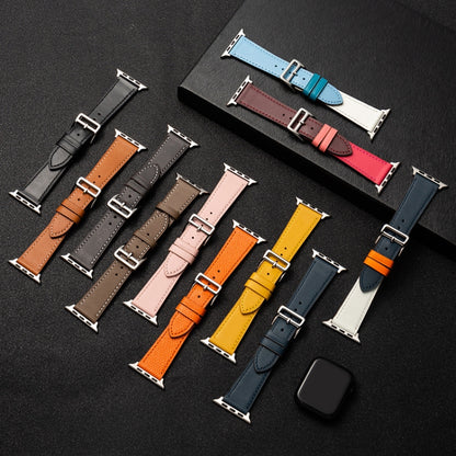 Cowhide Leather Strap Watch Band For Apple Watch Series 6&SE& 5&4 40mm / 3 & 2 & 1 38mm(Orange) by bashfashion