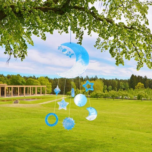 DIY Windbell Epoxy Mold Moon Pendant Wind Bell Hanging Set Mold, Style: MD3535 + MD3536 + Fish Line by bashfashion