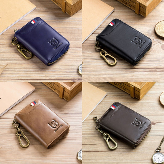 BULL CAPTAIN 474 Multifunctional Leather Coin Purse Hanging Waist Anti-Brush Key Bag, Colour: Black by BULL CAPTAIN