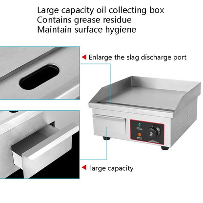 Fuyi Commercial Desktop Electric Stove Stainless Steel Body Cast Iron Skewers Pancake Electric Griddle, EU Plug(EG-818B) by bashfashion