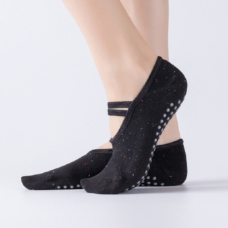 Cotton Backless Ballet Yoga Socks with Straps, Size:One Size(Black) by bashfashion