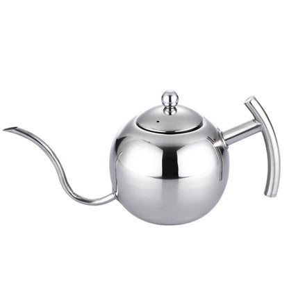 Hand Flush Pot Mocha Coffee Pot Stainless Steel Coffee Pot European Style Stainless Steel Teapot With Strainer, Capacity: 1L(Silver) by bashfashion